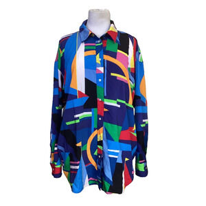 LAUREN RALPH LAUREN - NAUTICAL BRIGHT COLOR BLOCK BUTTON DOWN SHIRT- SZ XL